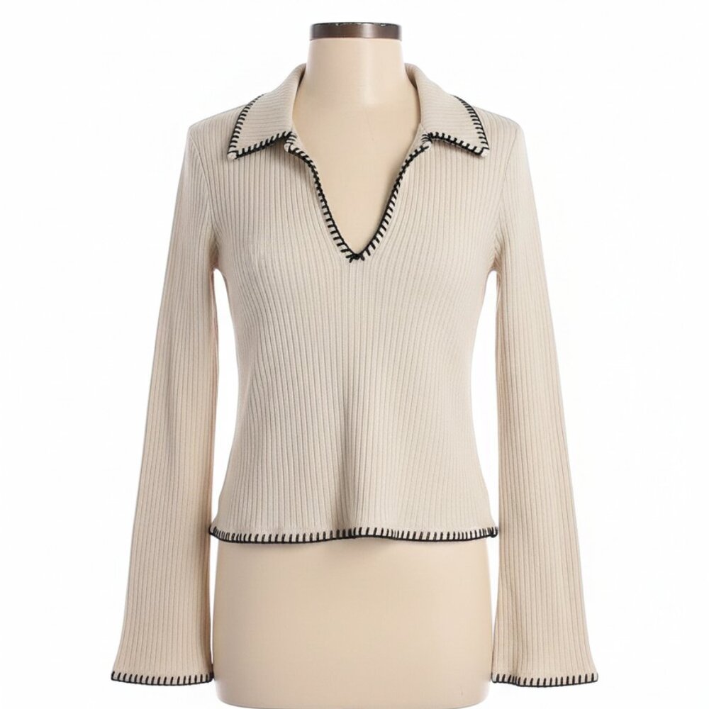 Reformation | Nolen Knit Top (Cream/Black)